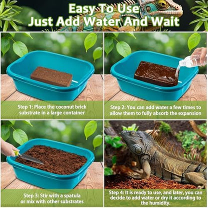 Riare 1 Pack Natural Coconut Fiber Substrate, Coco Coir Reptile Bedding