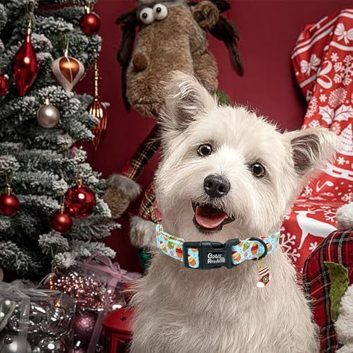 Dog Collars - Christmas Pet Collar with Santa Claus Print, Durable & Cute, Soft & Adjustable, Gift for Medium Dogs