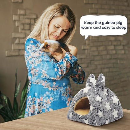 Mygeromon Guinea Pig Bed Rabbit Hideout Cuddle Cup Washable (Star Style)