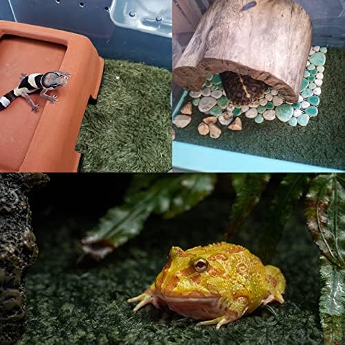 kathson 2 PCS Reptile Carpet Mat Terrarium Bedding Substrate Liner Mat Imitation Rainforest Crawler Mats for Snakes Bearded Dragon Gecko Chameleon Turtles Iguana（23.62 X 15.74 in）