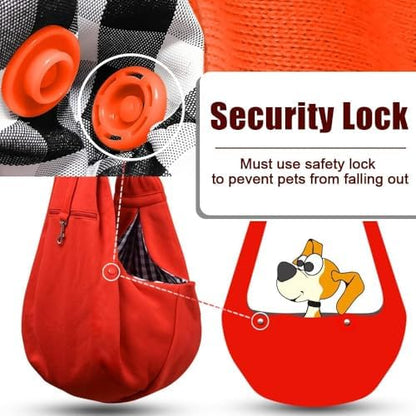 Tomkas Small Dog Cat Sling Carrier Puppy Purse Travel Wrap Soft Crossbody Pet Bag (Red, M - Zip Pocket & Classic Strap)
