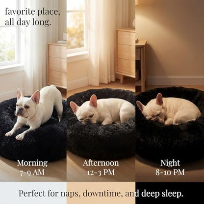 nononfish Puppy Bed for Small Dogs,Calming Donut Plush Pet Bed