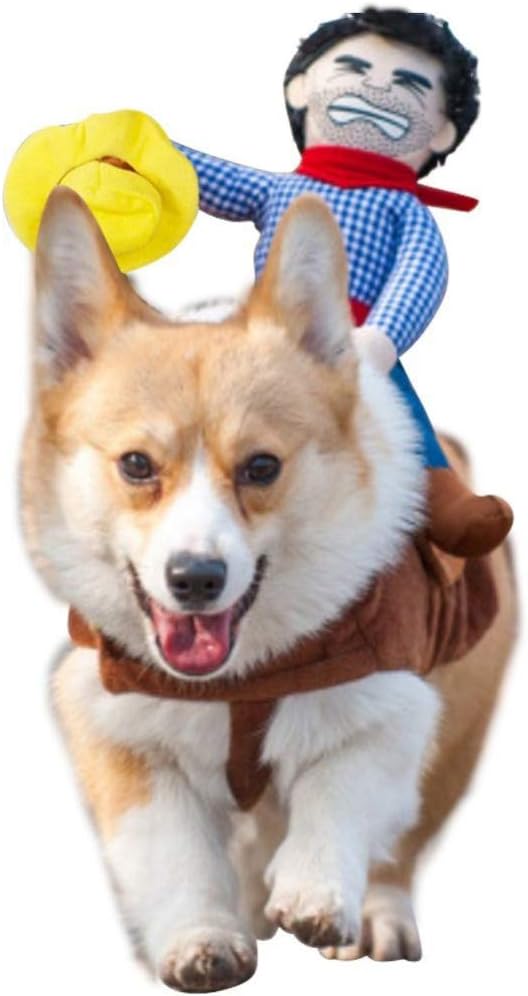 SEIS Pet Riding Costume Novelty Pet Supplies Cowboy Rider Horse Riding Designed Dog Apparel Party Dressing up Clothing Halloween (L)