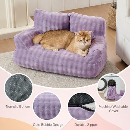 Cat Couch Bed, Cute Pet Sofa for Indoor Cats, 26"x15", Dusty Purple