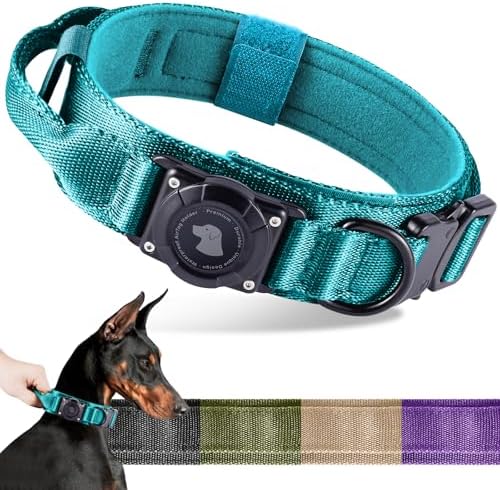 2026 Upgrade Waterproof Tactical AirTag Dog Collar, Built in AirTag Holder