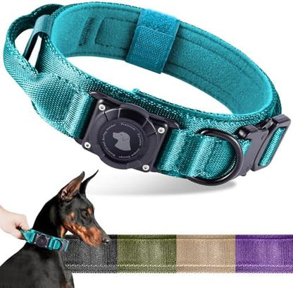 2026 Upgrade Waterproof Tactical AirTag Dog Collar, Built in AirTag Holder