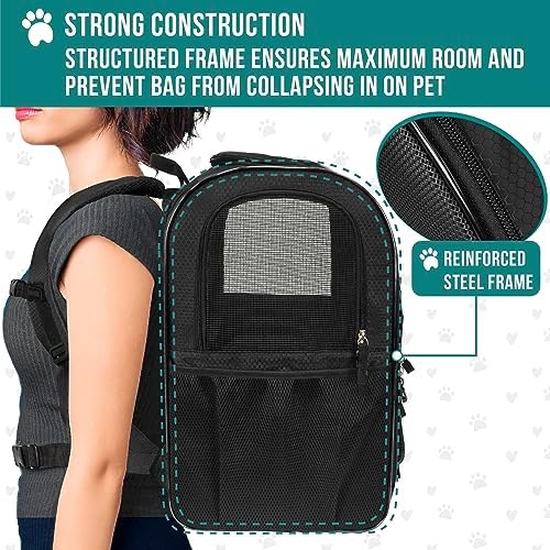 PetAmi Dog Backpack Carrier for Cats, 4-Way Entry Ventilated, 18 lbs, Black