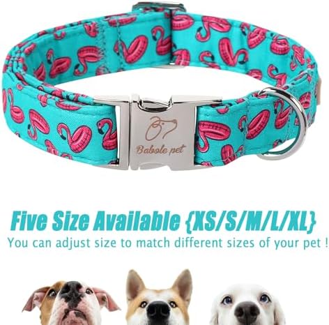 Summer Dog Collar, Cool Flamingo Float Pet Collar with Metal Buckle, Durable Adjustable Designer Dog Collars for Small Medium Large Dogs XL