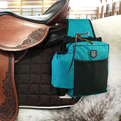 Harrison Howard Equestrian Western Saddle Bag Nylon Water Bottle/Gear Carrier Convenient Saddle Bag Dark Teal
