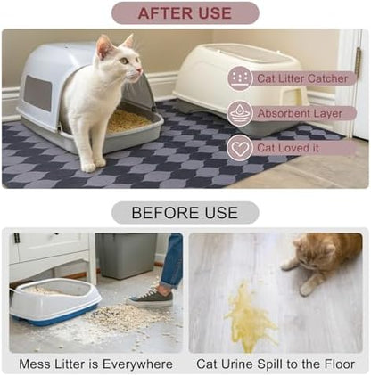 BEAUTYZOO Cat Litter Mat, 32" x 45" Large Litter Trapping Mat, Waterproof