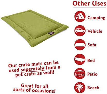 Majestic Pet Dog Crate Mat - Machine Washable Soft Plush Pet Bed Pad for Crates & Kennels | USA Crafted | 30"x21" Villa Apple