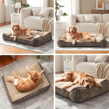 JOEJOY Orthopedic Dog Bed Medium Sized Dogs, Extra Thick Supportive Big Dog Couch Bed with Sides, Ultra Soft Pet Bed Sofa, Brown, 35''x25''