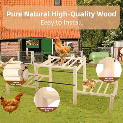 Chicken Perch, Natural Beech Wood Roosting Ladder for Poultry