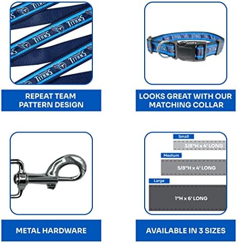 NFL PET Tennessee Titans Dog Leash, Small Football Team Leash for Dogs & Cats - Shiny & Colorful, Licensed by The NFL