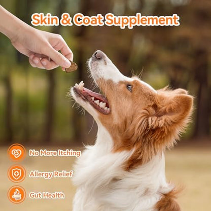 Dog Allergy and Immune Chews 200PCs Skin and Coat Itchy Relief Anti Itch Immune Bites for Dogs, Helps Repair Skin Ears Paw Licking, 5 Probiotics Blend Gut Health for Sensitive Seasonal Allergies