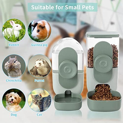Lemtrflo Rabbit Feeder, Bunny Water Bottle Dispenser, Pet Cage Food Bowl