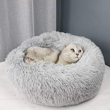 Dog Bed for Small Dogs & Cats, 24 Inch Medium Fluffy Washable Donut Bed