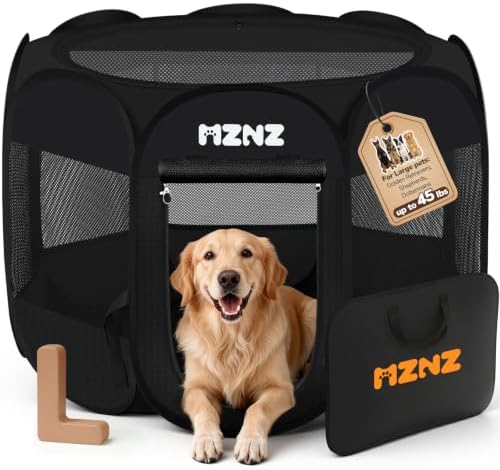 Dog Cat Small Animal Puppy Playpen Crate, Large, Whole Black