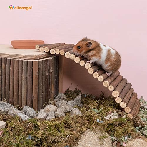 Niteangel Wooden Ladder Bridge, Hamster Mouse Rat Rodents Toy, Small Animal Chew Toy (11.8" x 4.7")