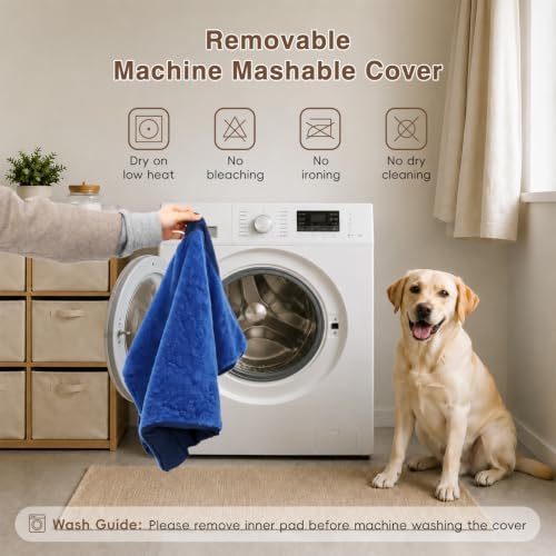 NUPIDA Waterproof Large Dog Bed for Crate with Washable Cover, 35x22, Navy