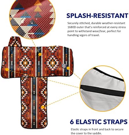 Harrison Howard Sturdy Waterproof Western Saddle Cover with Stylish Prints that Stand Out Keep Your Saddle in Pristine Condition Perfect for Showing or Riding Events-Classic Indian Red