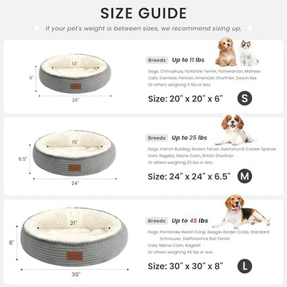 Love's cabin Round Donut Cat and Dog Cushion Bed, 30in Pet Bed for Medium or Large Dogs, Anti-Slip & Water-Resistant Bottom, Soft Durable Fabric Pet Beds, Washable Calming Cat Bed, Light Grey