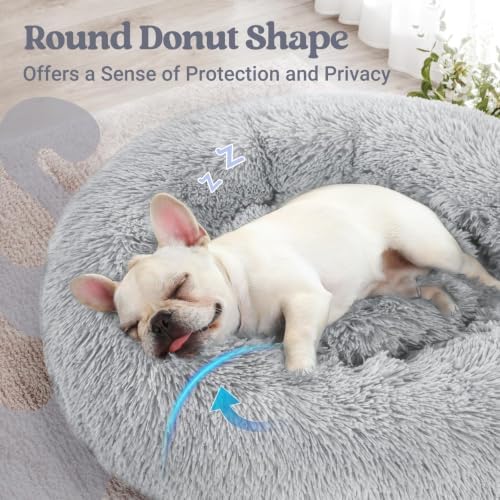 rabbitgoo Calming Cat Beds for Indoor Cats, 23 inches, Light Grey