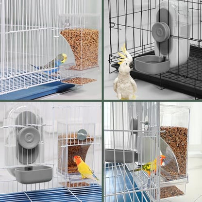 Lemtrflo No Mess Bird Feeder Water Dispenser, Parrot Cage Automatic Feeders