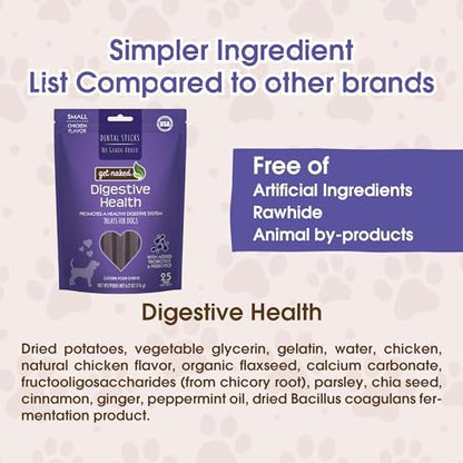 Get Naked Grain Free 1 Pouch 6.2 Oz Digestive Health Dental Chew Sticks, Small