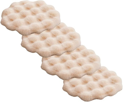 SHENGOCASE Round Faux Rabbit Fur Pet Bed Cushion, 16 inches, Cat Tree Tower Replacement Pad, 4-Pack (Beige)