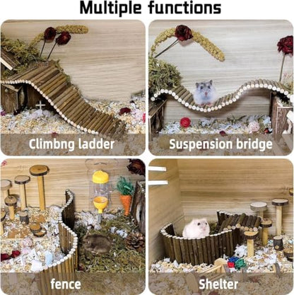 25.6 × 3.9 in Wood Hamster Bridge Rat Climb Toys for Gerbil Mouse Squirrel