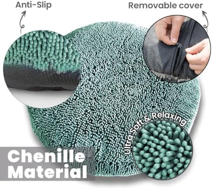 Muddy Mat® Cloud K-9 Bed for Dogs & Cats, Soft & Relaxing Donut Dog Bed, Chenille Material, Removable Cover, Washable & Dryer Safe–Seafoam Green Small(25'x25')