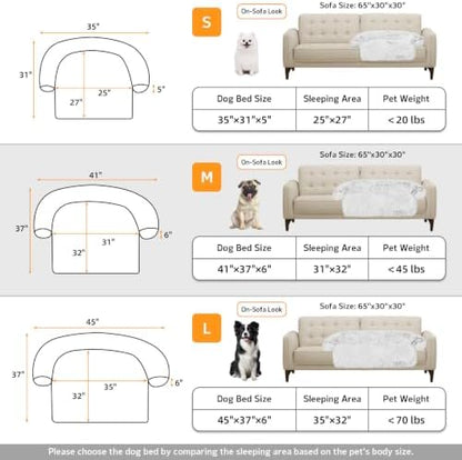 Calming Dog Bed Fluffy Plush Dog Mat for Furniture Protector with Removable Washable Cover for Large Medium Small Dogs and Cats (Medium, Light Grey)