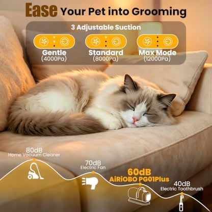 Dog Grooming Kit with Vacuum, 12000Pa Pet Electric Clipper & Nail Grinder