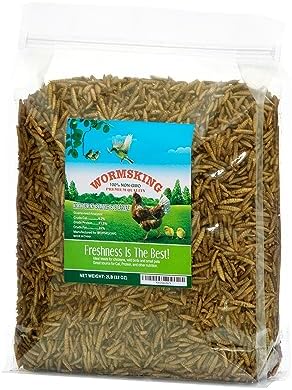 WORMSKING 2LB Dried Black Soldier Fly Larvae, More Calcium Than Dried Mealworms, High Protein Chicken Feed, Poultry Treat, Chicken Scratch