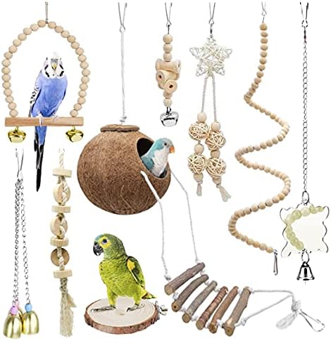 9-Piece Parakeet Toys & Budgie Toys, Bird Cage Accessories Set
