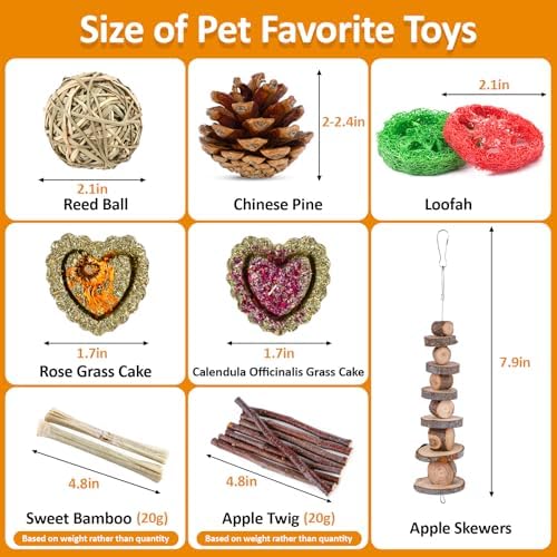 Hamster Toys Set, Guinea Pig Toys Bunny Small Animal Chewing Toy for Cage