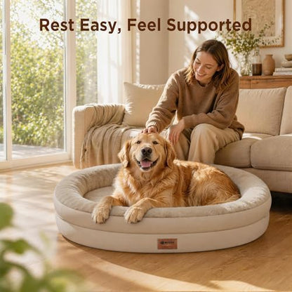 Waterproof Orthopedic Dog Bed for Large Dogs, Light Brown