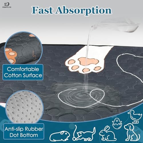 Washable Guinea Pig Bedding for 2 Story Guinea Pig Cages, Fast Absorption Reusable Guinea Pig Cage Liner, No Shrunk, Anti-Slip Bottom, Leak-Proof Pee Pad Mat, 12” x 24” & 24” x 48” (Black)