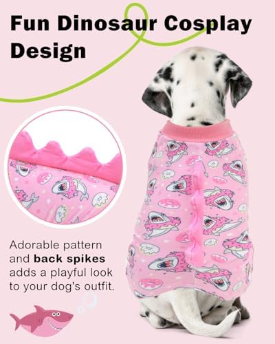 CuteBone Dinosaur Costume Dog Pajamas, Stretchy Spandex Crystal Velvet Sleepwear Coat for Small Dogs, Soft & Warm Pet Outfit Clothes for Cold Weather, Cozy Pullover Design COSP09L