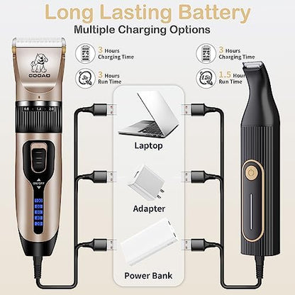 Dog Clippers Grooming Kit and Paw Trimmer for Heavy Thick Hair&Coats