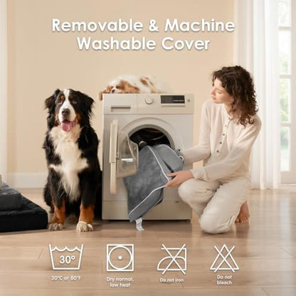 EHEYCIGA XXL Washable Dog Crate Bed with Memory Foam, 47x29Inch, Black