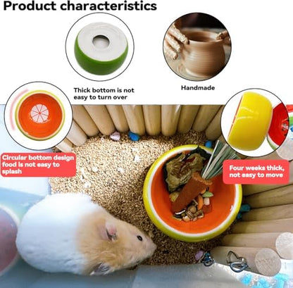 Hamiledyi Hamster Bowl 2 Pack Ceramic Gerbil Food Dish Feeding Bowls for Dwarf Syrian Hamsters Mice Rat Sugar Glider