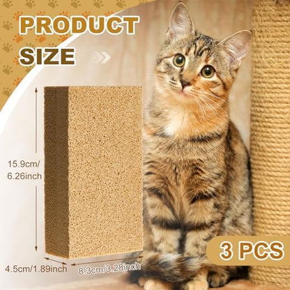 3 Pack Pet Hair Remover Sponge Cat and Dog Hair Sponge, Khaki