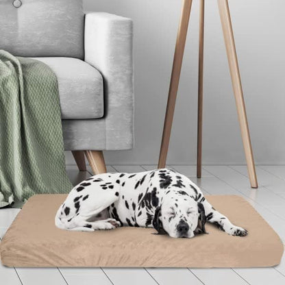 Memory Foam Dog Bed - 2-Layer Orthopedic Pet Pad with Machine Washable Cover - 37x24 Pet Bed for Large Dogs by PETMAKER (Tan)