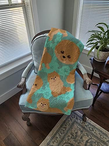 Caroline's Treasures MLM1083LQB Orange Pomeranian Quilted Blanket 50x60 Artwork Pattern Quilted Throw Blanket for Bed, Couch, Sofa, Soft and Lightweight