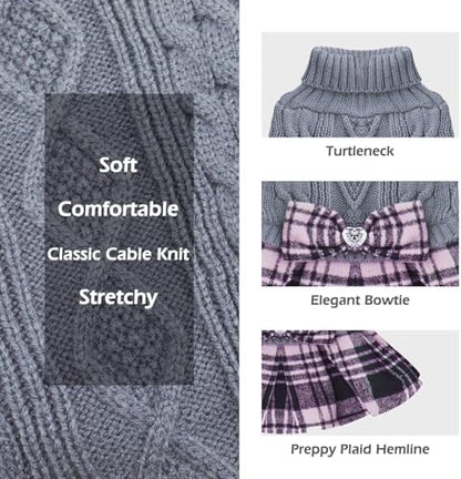 KYEESE Dog Sweater Dress for Large Dogs Turtleneck Thick Knit Pullover