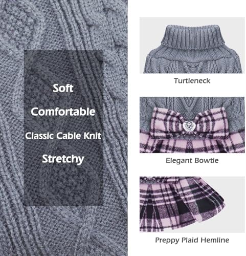 KYEESE Dog Sweater Dress for Small Medium Dogs Turtleneck Thick Knit