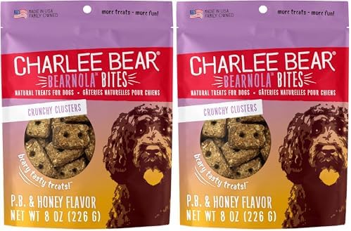 Charlee Bear Bearnola Bites Dog Treats, P.B. & Honey Flavor, 8oz (Pack of 2)