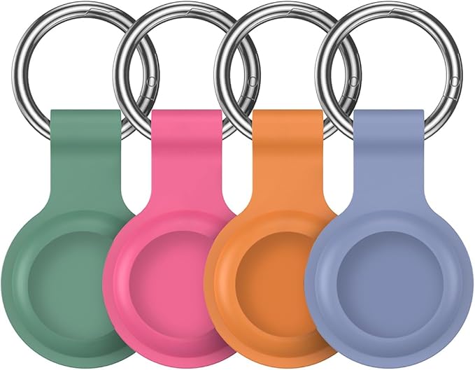 Compatible with AirTag Holder Case Keychain 4 Pack,for AirTag 2nd & 1st Generation Key Chain Ring Case Cover for Air Tag Holder GPS Tracker Air Tag 2nd gen Finders Air Tagholder for Kids,Bags,Luggages